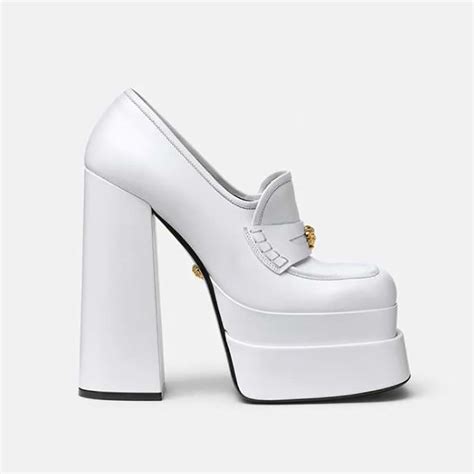 versace loafers white|Versace intrico platform loafers.